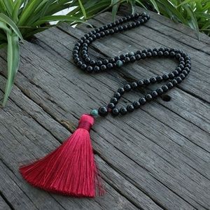 Natural Black Onyx Mala Necklace
